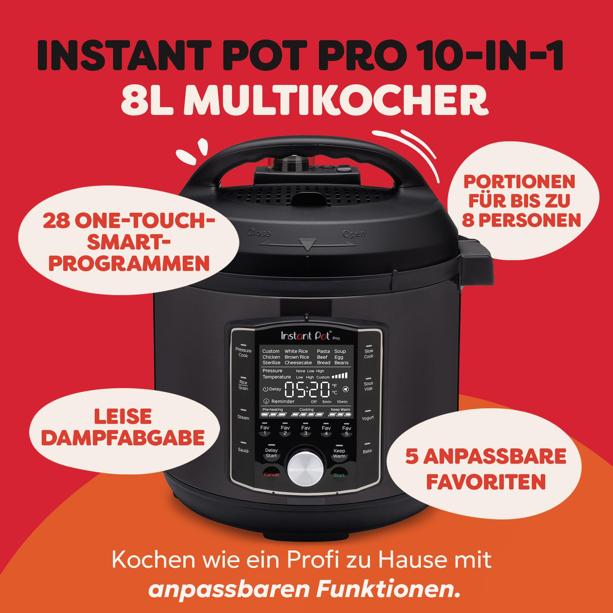 instant-pot-pro-10-in-1-multikocher-schnellkochtopf-8-liter image 2