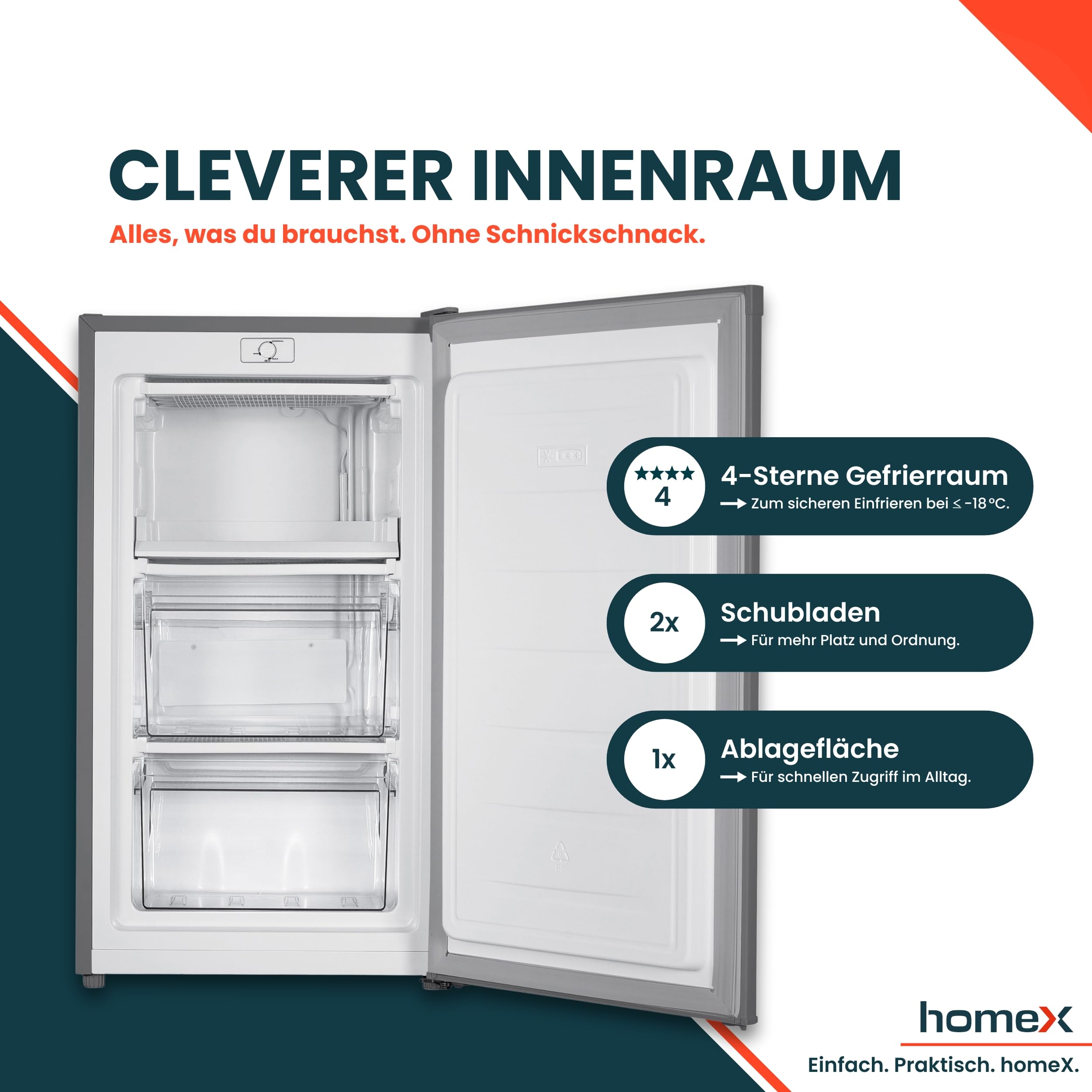 homex-fs1016-s-gefrierschrank-60l-silber-leise-40db image 3