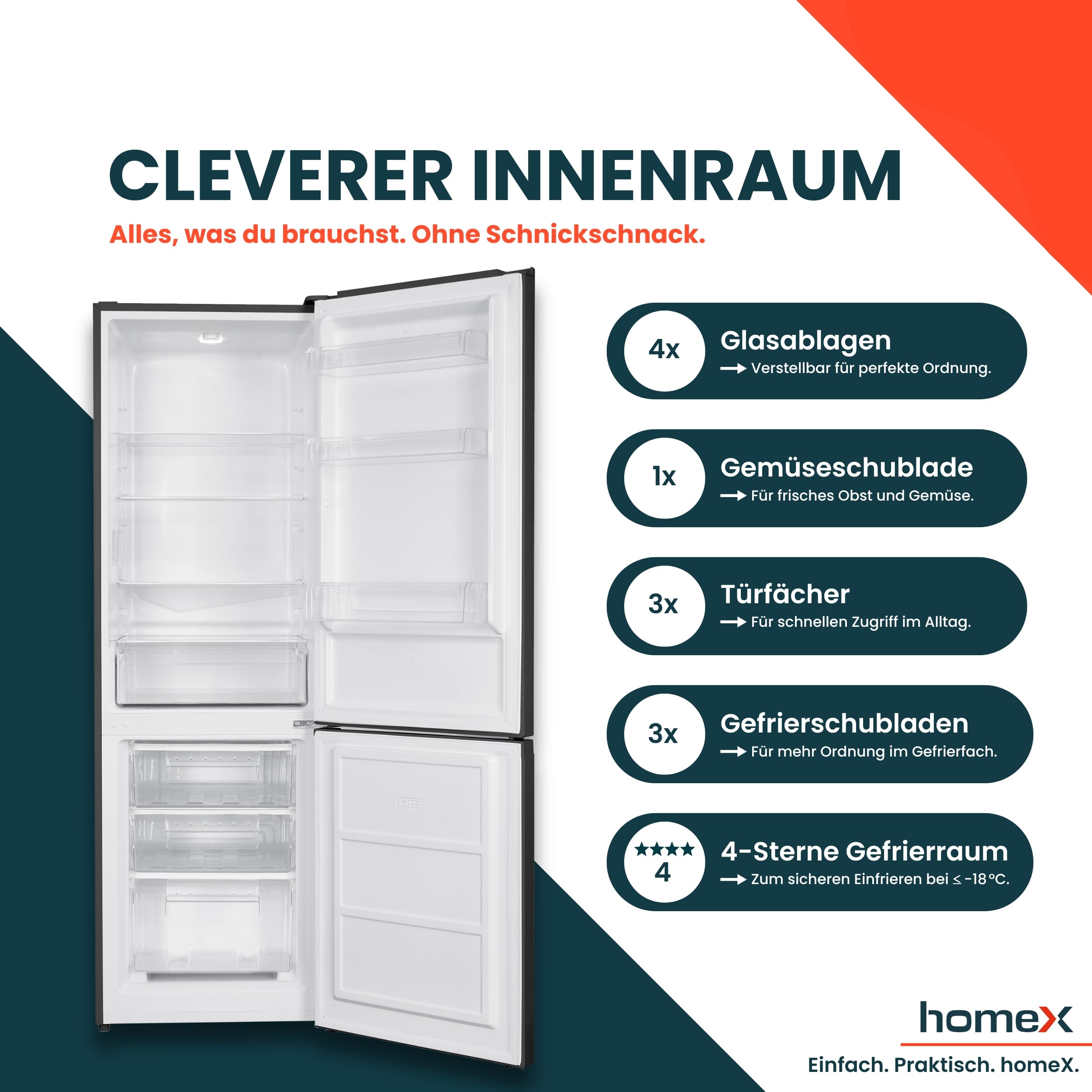 homex-k-hlen-cfs3151c-b-k-hl-gefrier-kombi-315l-schwarz image 3