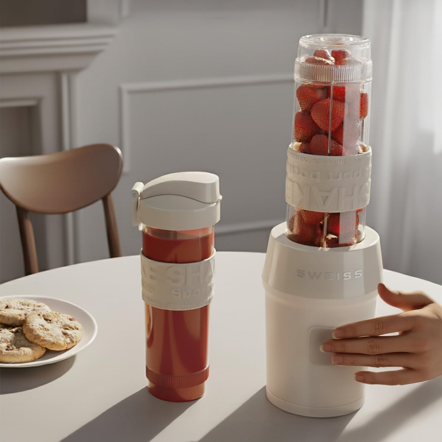 sweiss-moov8-mini-blender-smoothie-maker-300w-beige-2x570ml image 2