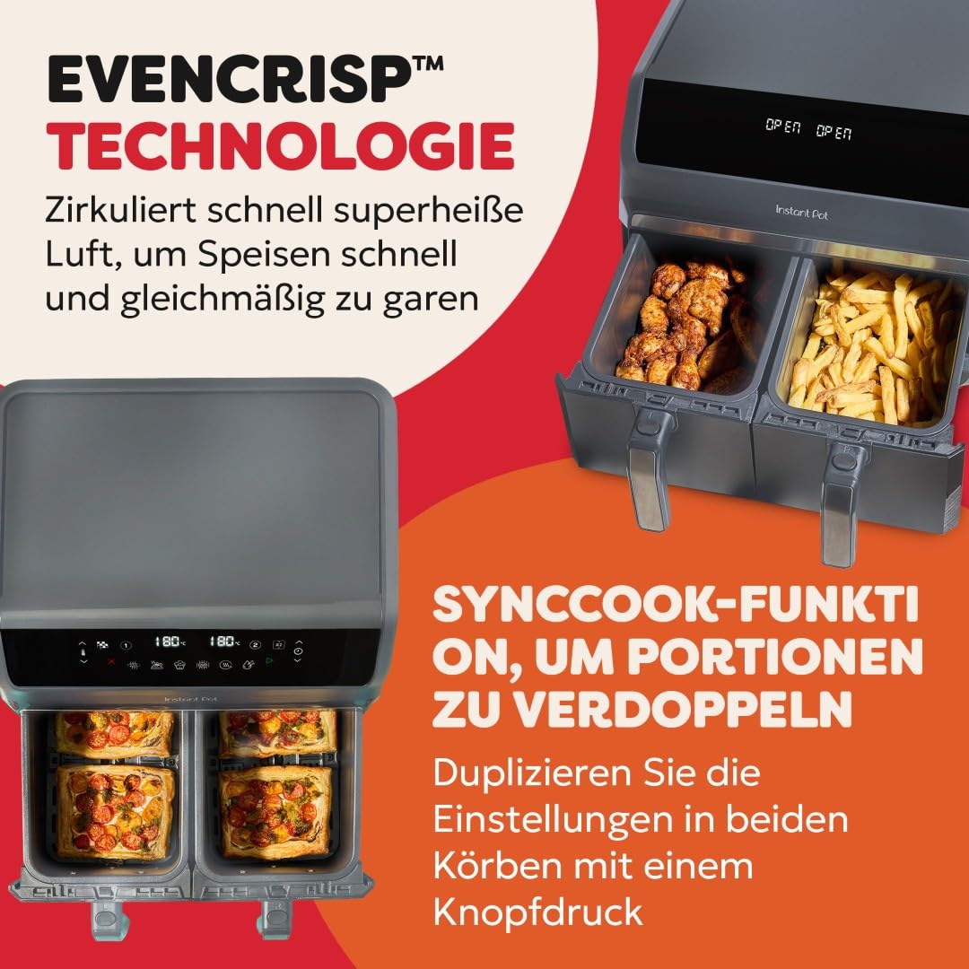 instant-pot-vortex-dual-hei-luftfritteuse-8-l-grau-8-in-1 image 4