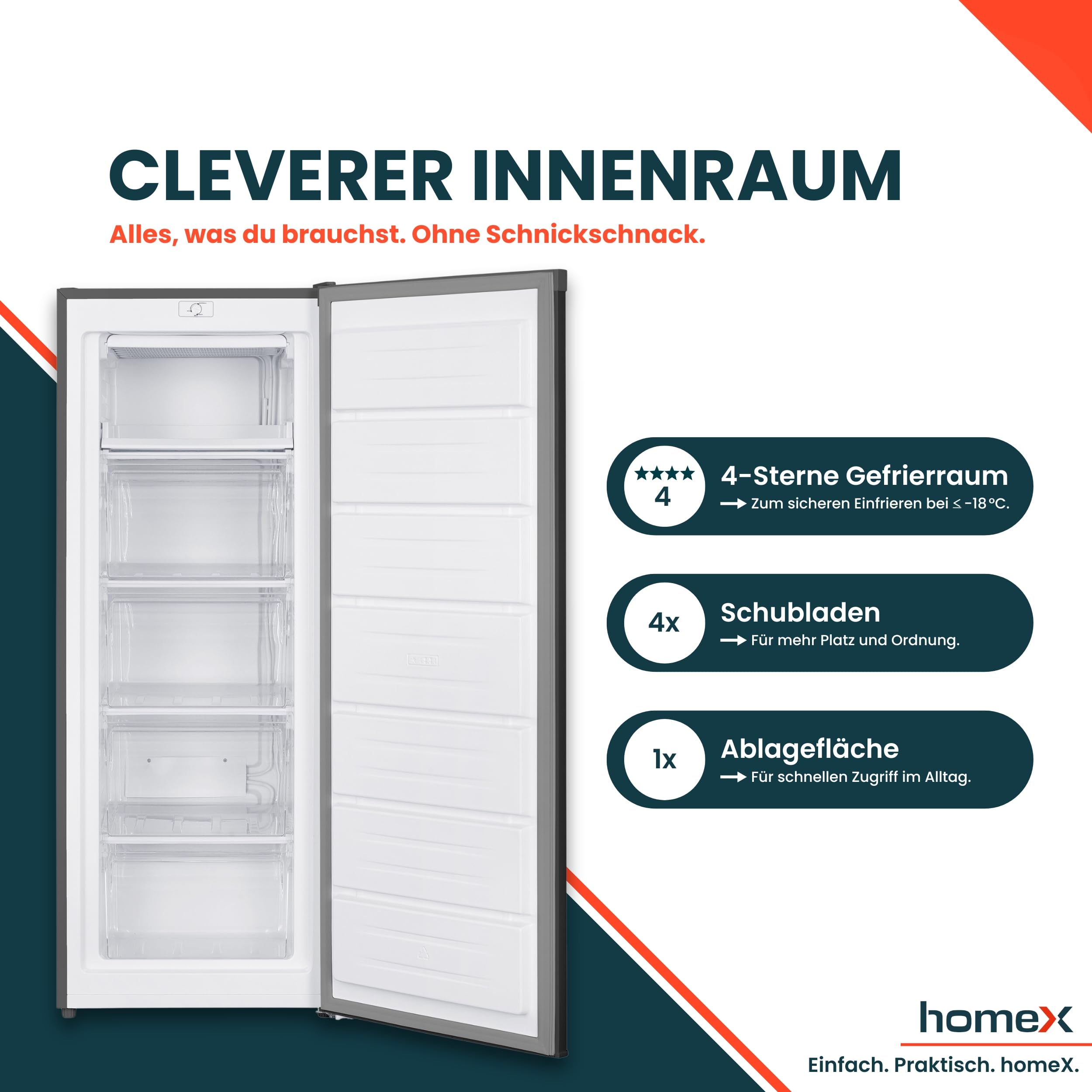homex-gefrieren-fs1682e-s-168l-gefrierschrank-silber-low-frost image 4