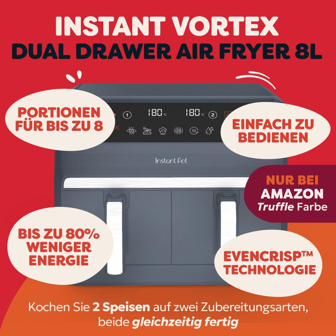 instant-pot-vortex-dual-hei-luftfritteuse-8-l-grau-8-in-1 image 2