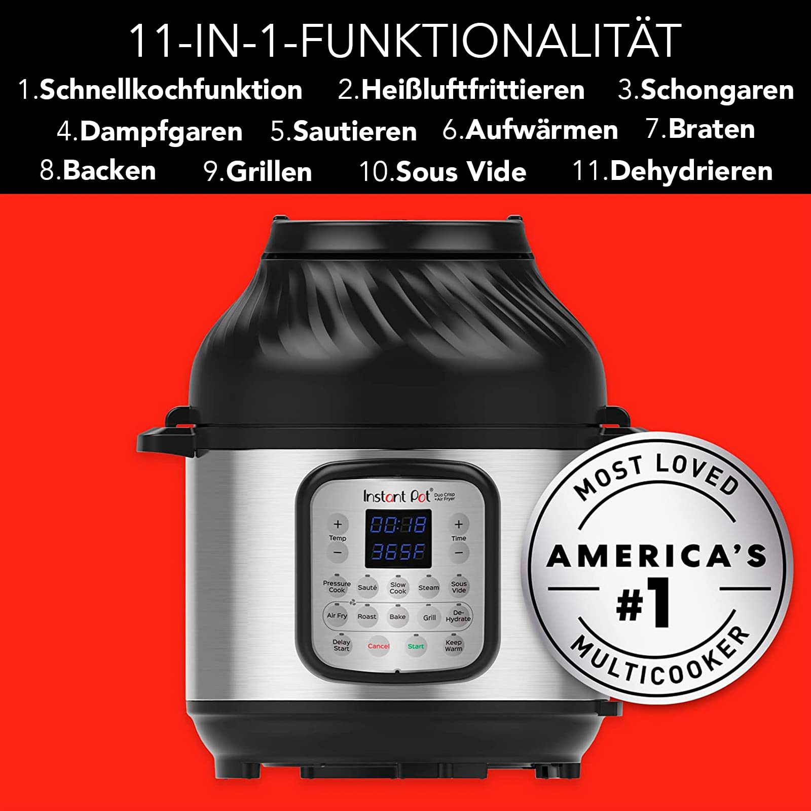instant-pot-duo-crisp-air-fryer-multikocher-8l-11in1 image 2