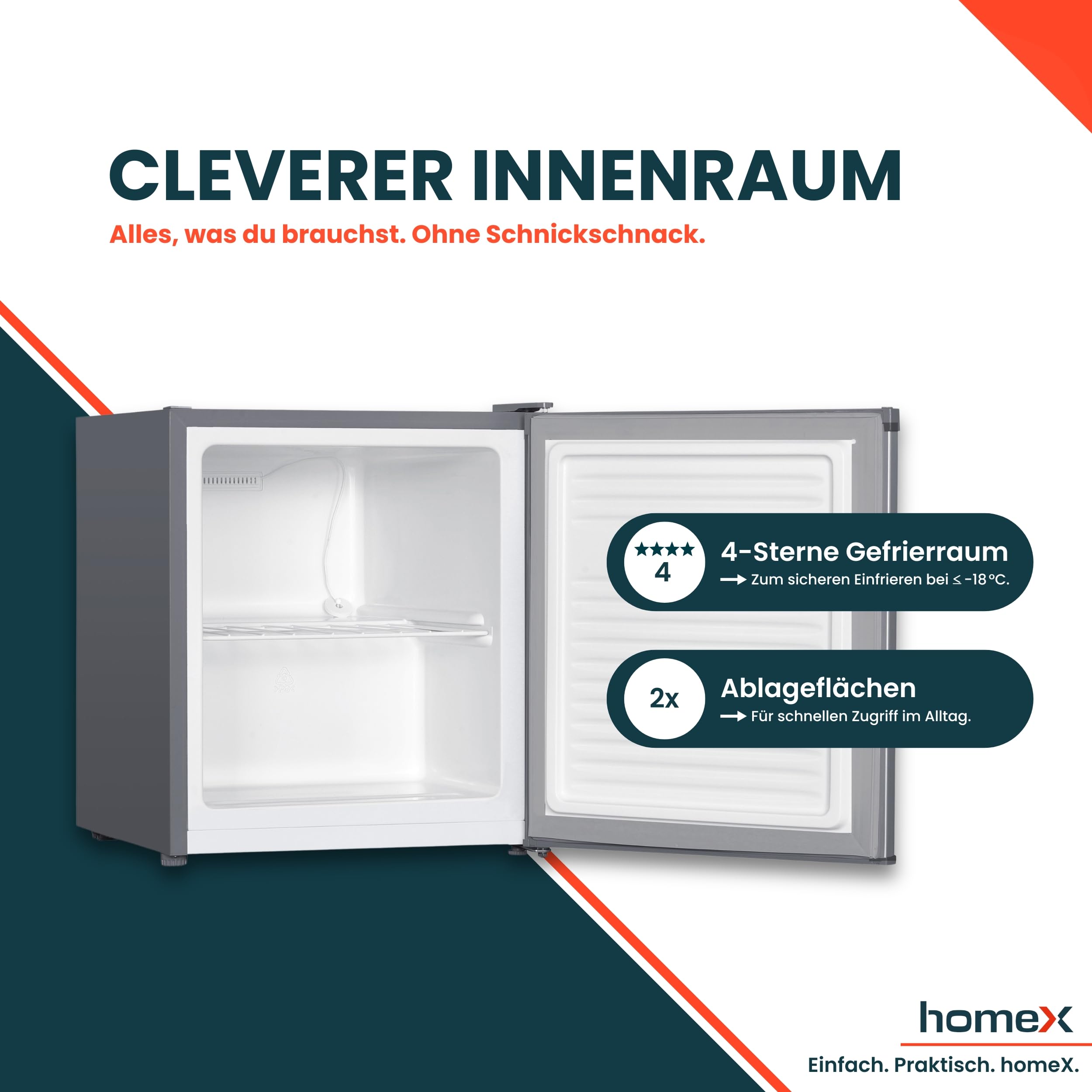 homex-fm1015-s-mini-gefrierschrank-33l-silber-4-sterne image 3
