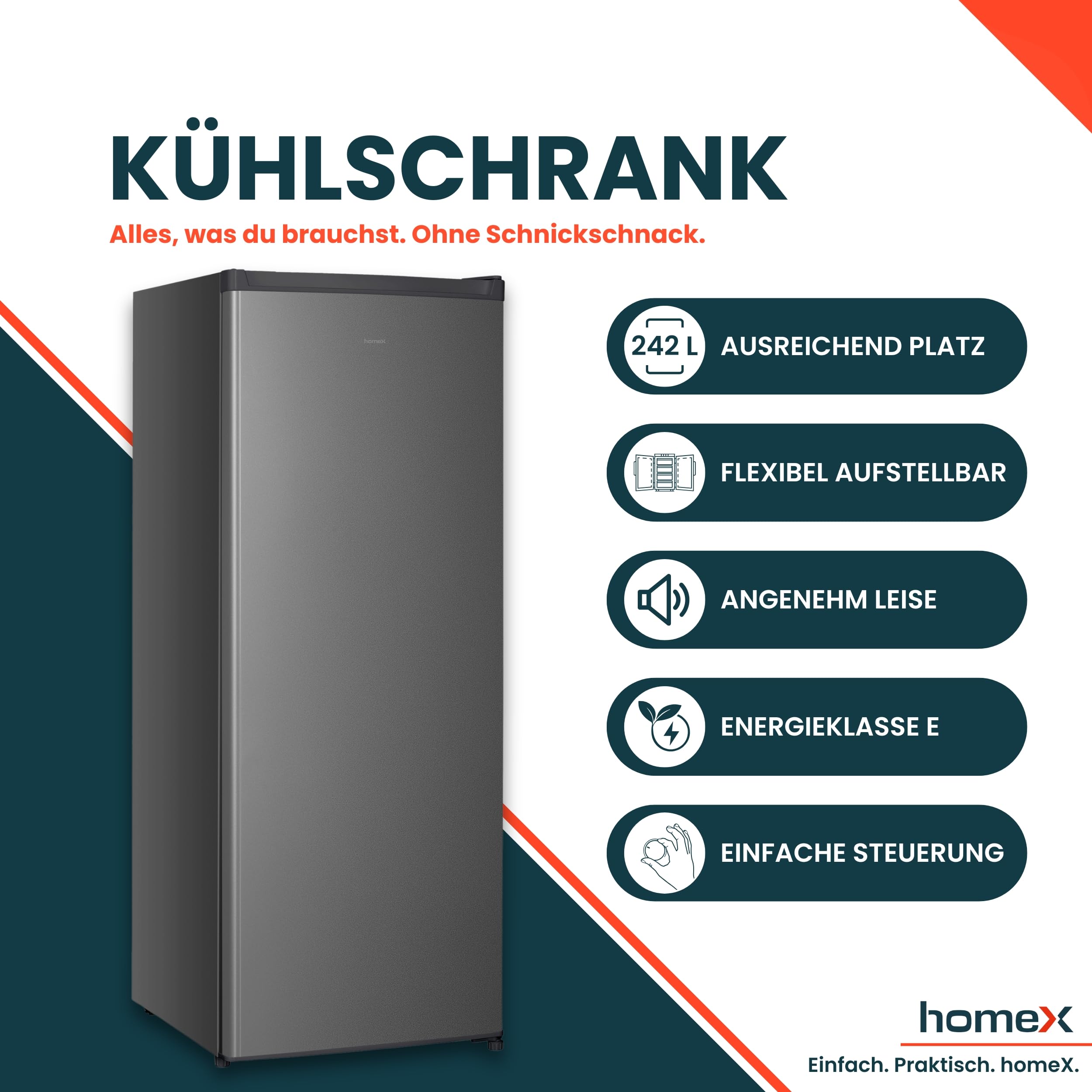 homex-k-hlen-cs2422e-s-k-hlschrank-ohne-gefrierfach-242l-silber image 2