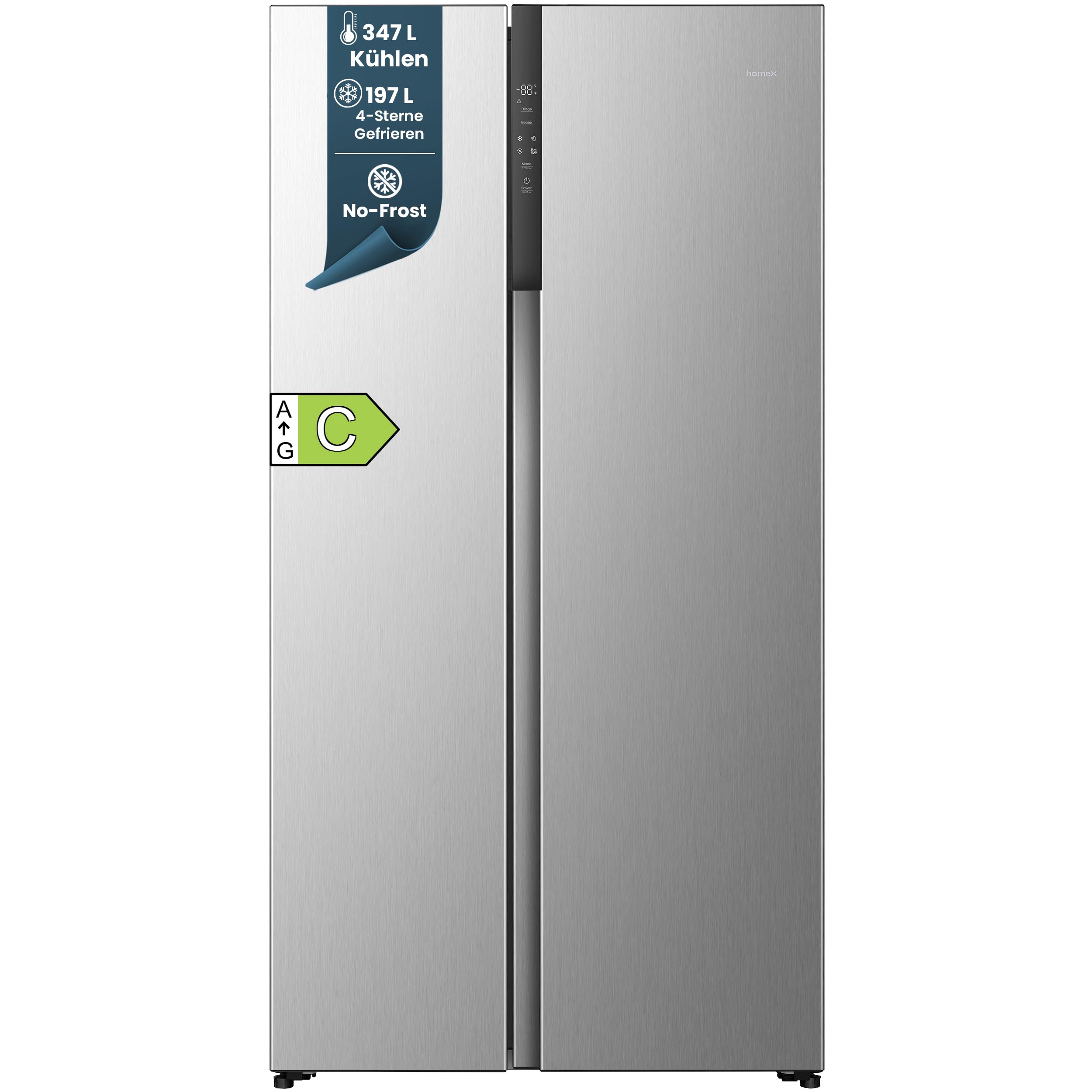 homex-k-hlen-cfbsn5441c-s-side-by-side-k-hlschrank-silber-544-l image 1