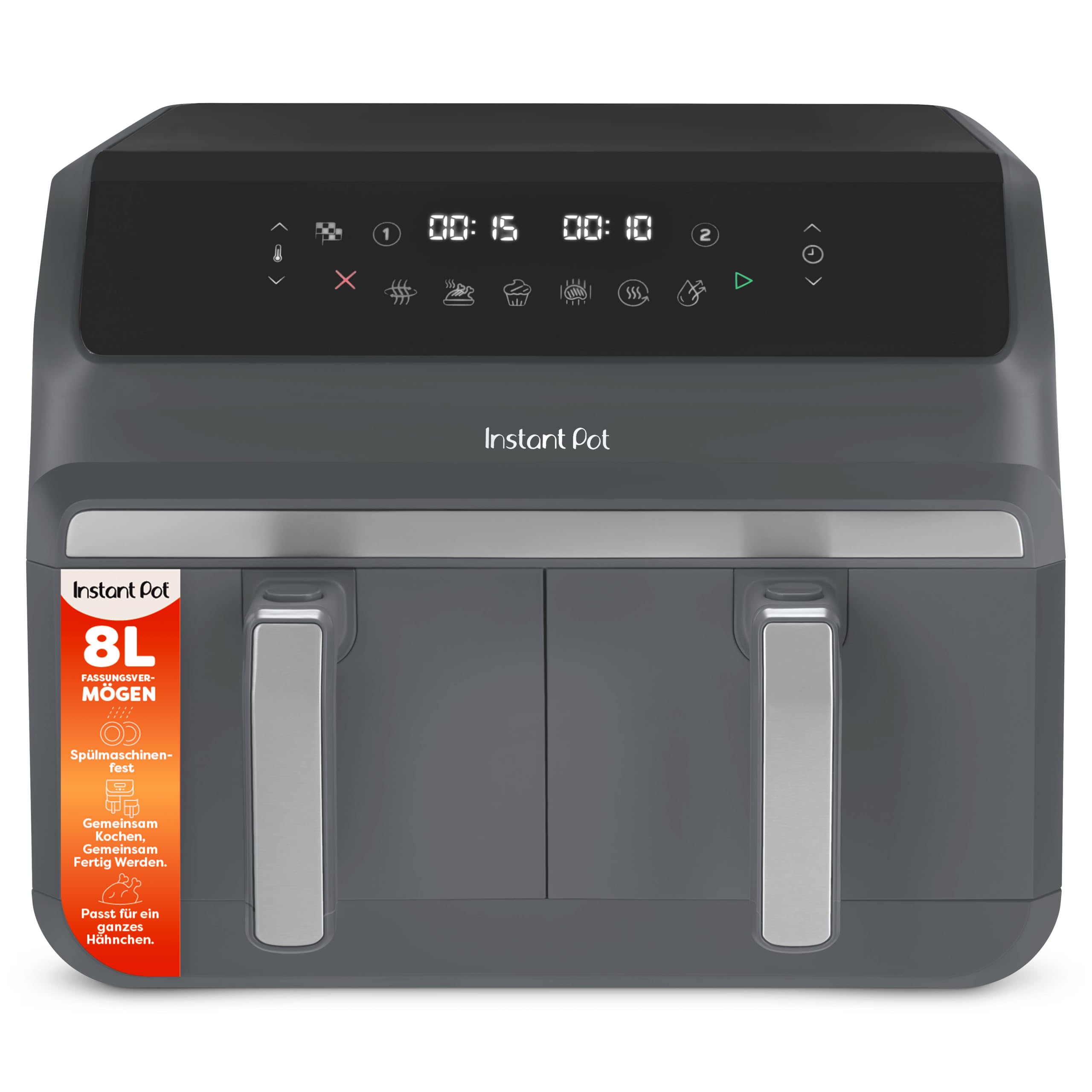 instant-pot-vortex-dual-hei-luftfritteuse-8-l-grau-8-in-1 image 1